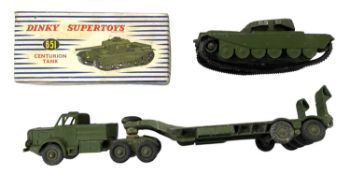 A boxed Dinky 651 Centurion Tank, together with an unboxed 660 Tank Transporter