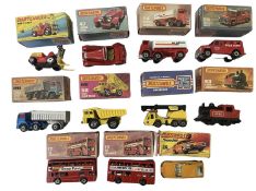 A collection of boxed Matchbox die-cast vehicles, from the Matchbox 75 range