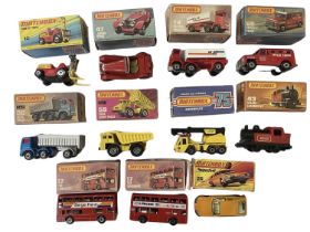 A collection of boxed Matchbox die-cast vehicles, from the Matchbox 75 range