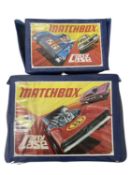 A pair of Matchbox storage cases, containing a quantity of die-cast Matchbox vehicles