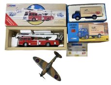 A mixed lot of Corgi and Dinky toys, to include: - Boxed Corgi Simon Snorkel Fire Engine - Cleveland