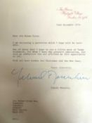 Letter by Sir Yehudi menuhin dated 22nd December 1976, to Jonn Wynne-Tyson