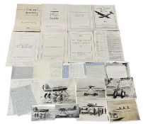 Aviation interest: Large packet of ephemera, photographs, blueprints and letters, including the