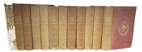 AGNES STRICKLAND: LIVES OF THE QUEENS OF ENGLAND, London, Henry Colburn, 12 volumes, red cloth