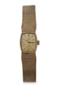 A 9ct gold ladies Omega wristwatch with box, the watch is stamped 9ct on the bracelet clasp and