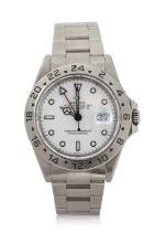 A Rolex Explorer II reference number 16570, the watch has a stainless steel case and bracelet