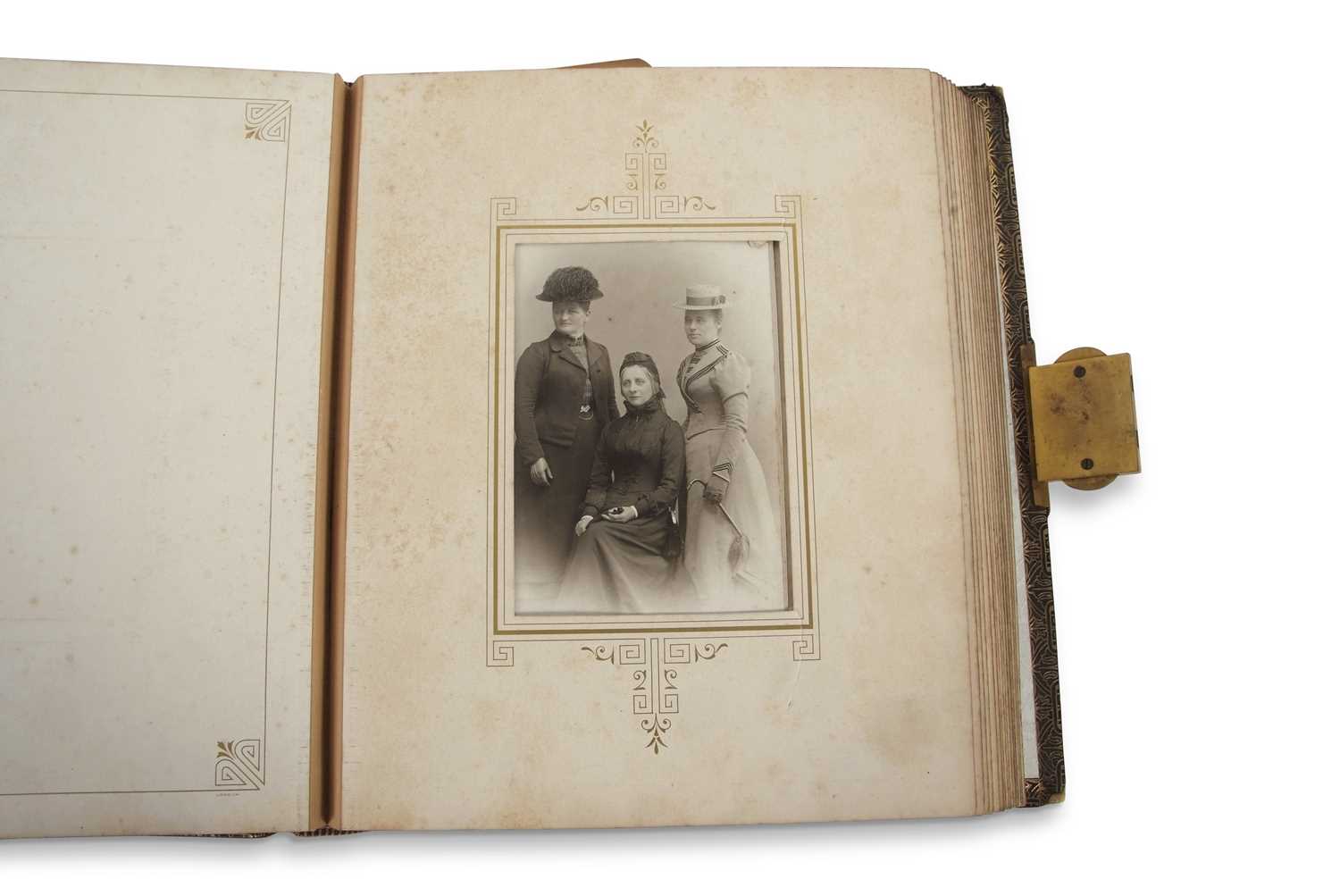 Group of two Victorian photograph albums, one in green morocco with gilt borders and a metal - Image 4 of 8