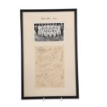 A framed photograph of the South African cricket team 1929 with original signatures below