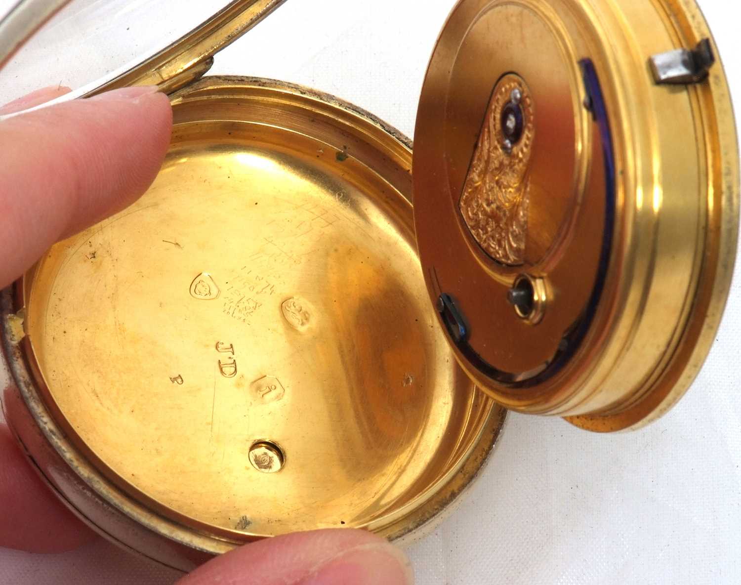 A silver gilt fusee pocket watch, the case is hallmarked for London 1824, the movement and dial - Image 9 of 15