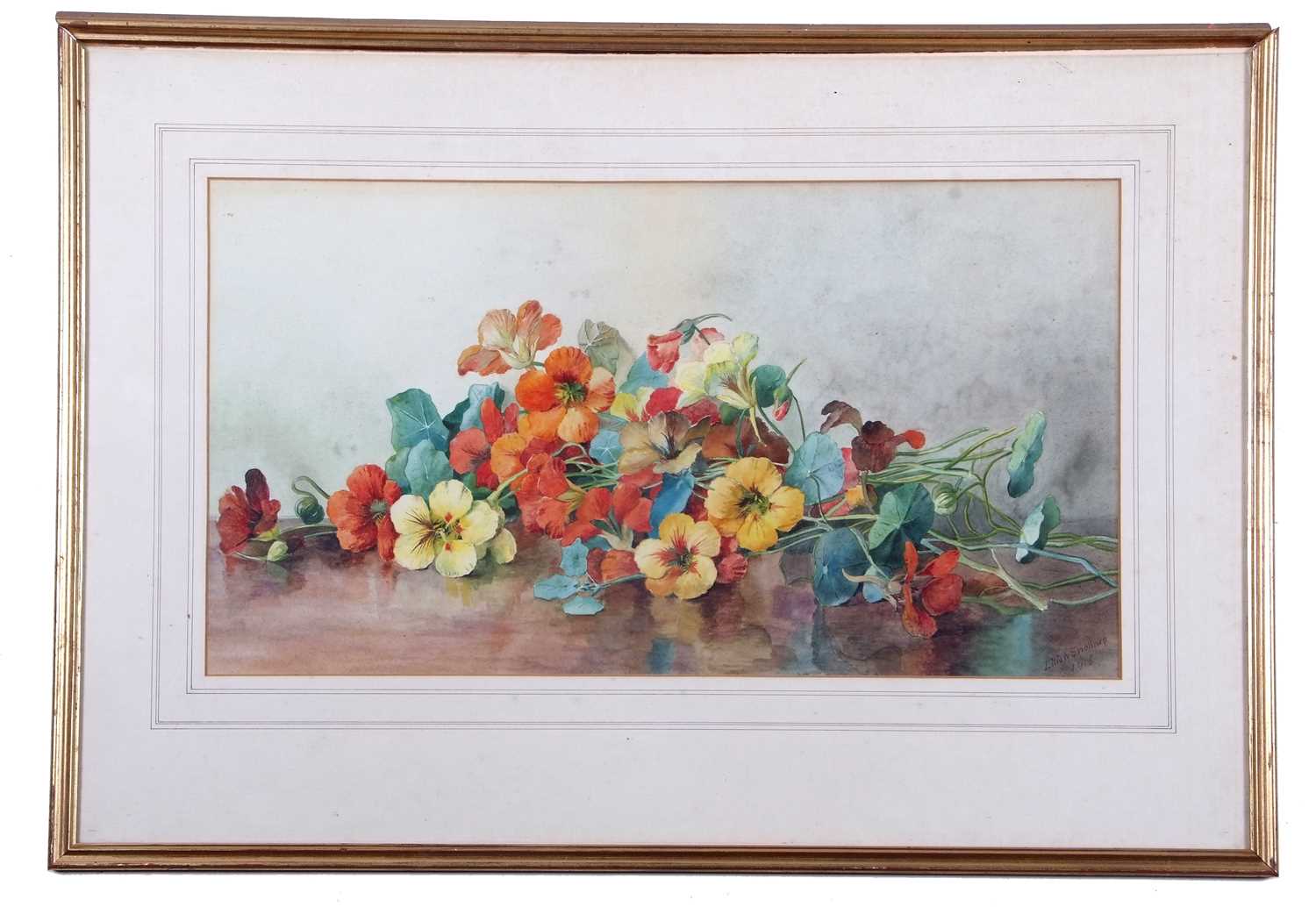 Lilian Snelling (British, 1879-1972), still life study of flowers, watercolour, signed and dated - Image 2 of 3