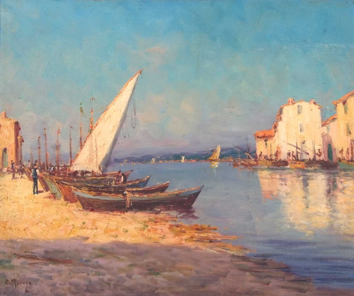 Dominique Manago (French, b.1902), Les Martigues, a pair of oils on canvas, signed, 44x54cm, - Image 7 of 8