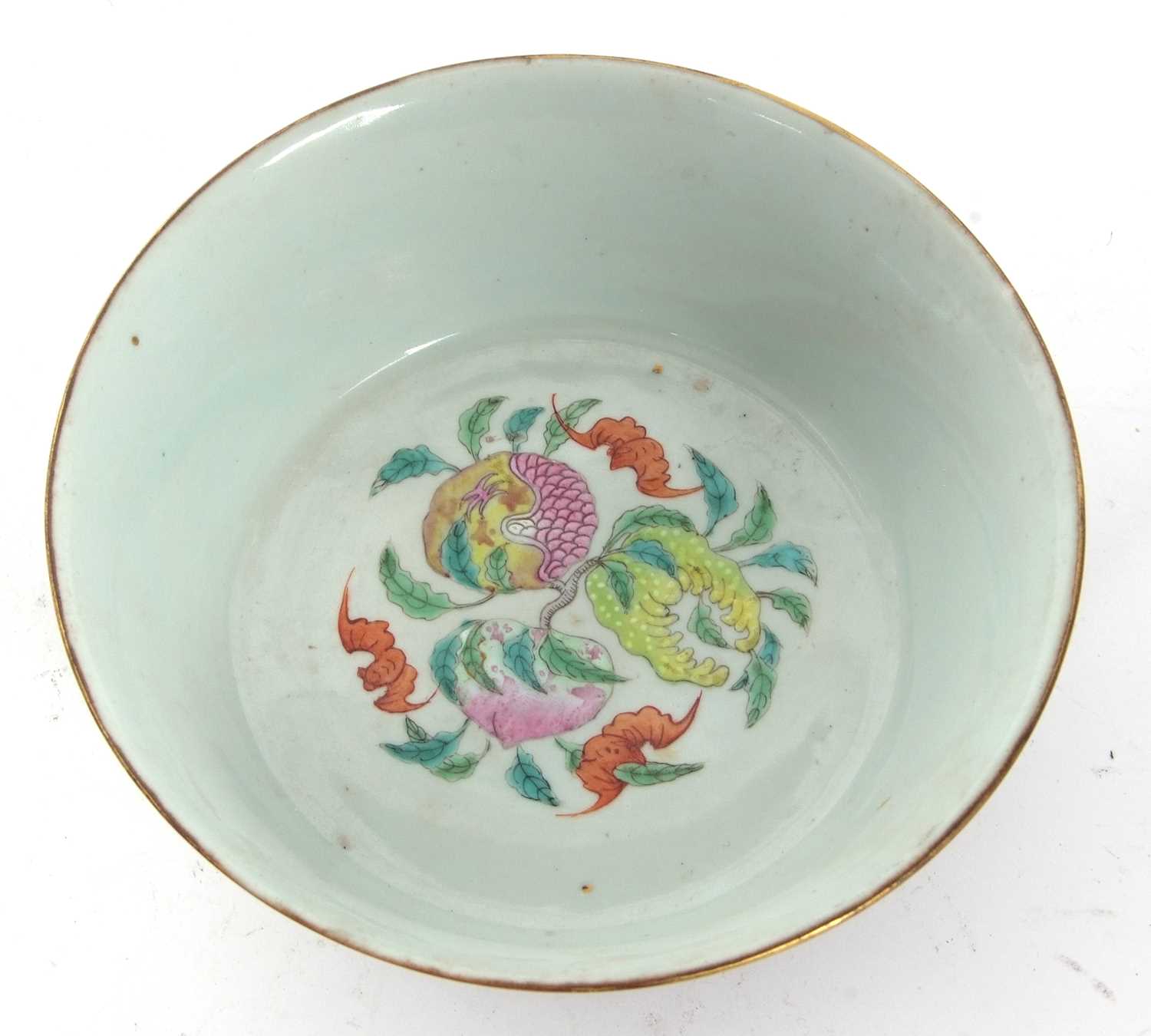A Qing Dynasty Chinese porcelain bowl 19th century Jiaqing and probably period with flared rim, with - Image 6 of 8