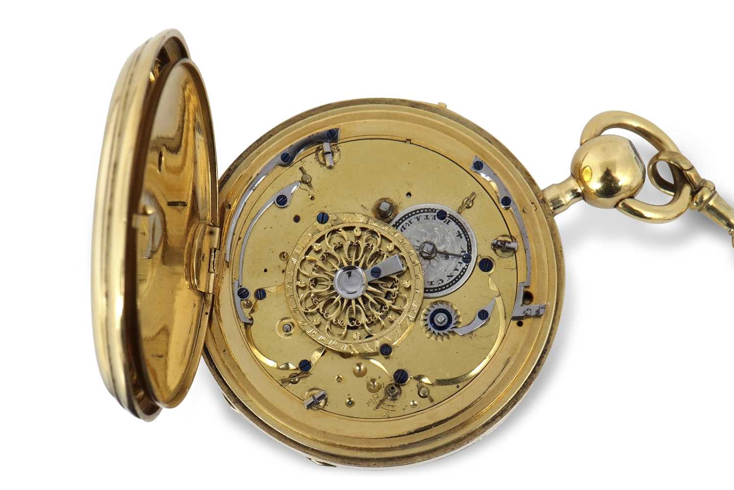 A gilt case Verge pocket watch featuring a quarter repeater, circa 1820, it has a key wound - Image 2 of 4
