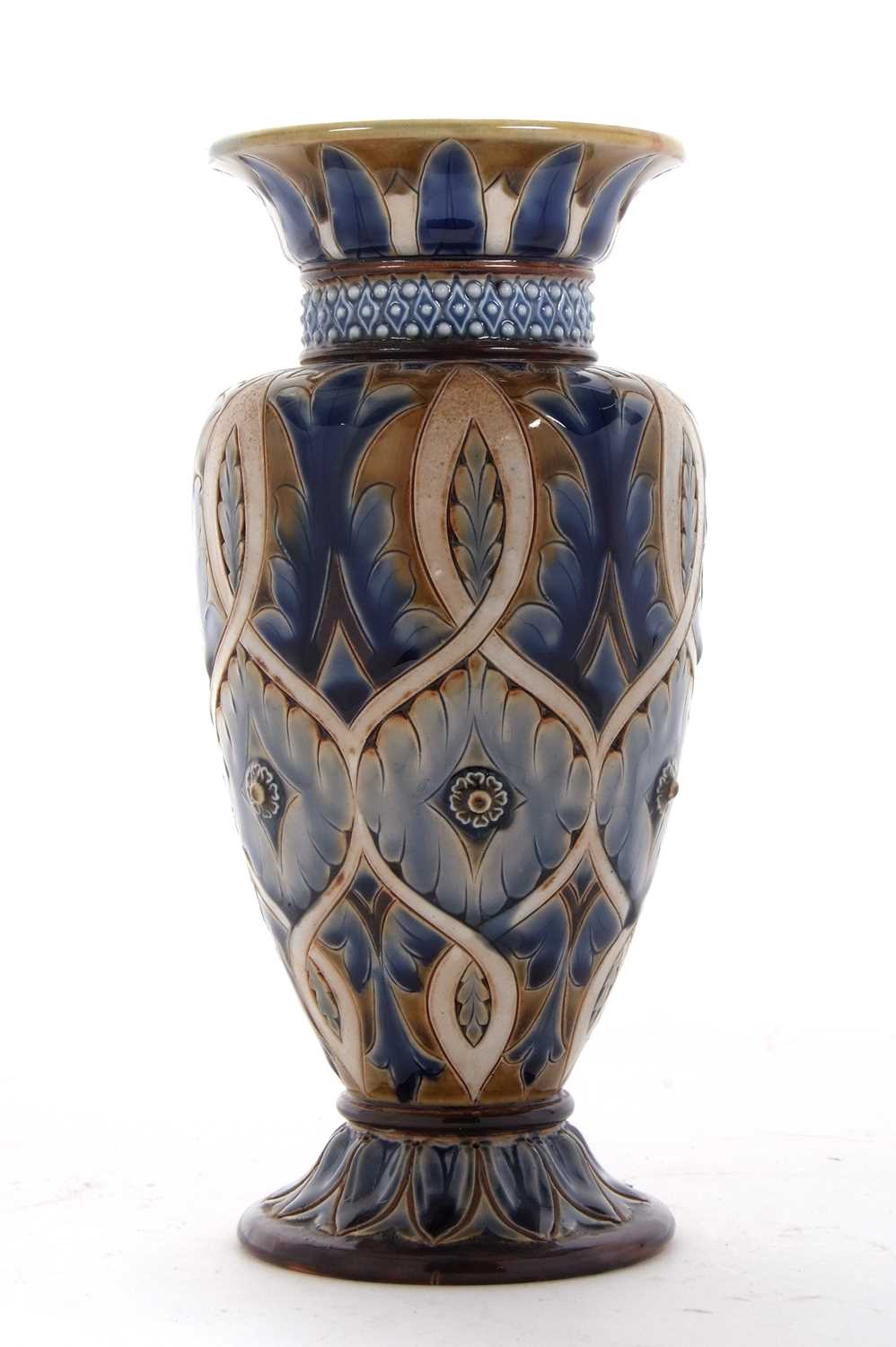 A Doulton Lambeth vase with incised geometric design, by Emily Stormer, 22cm high, factory mark - Image 2 of 6