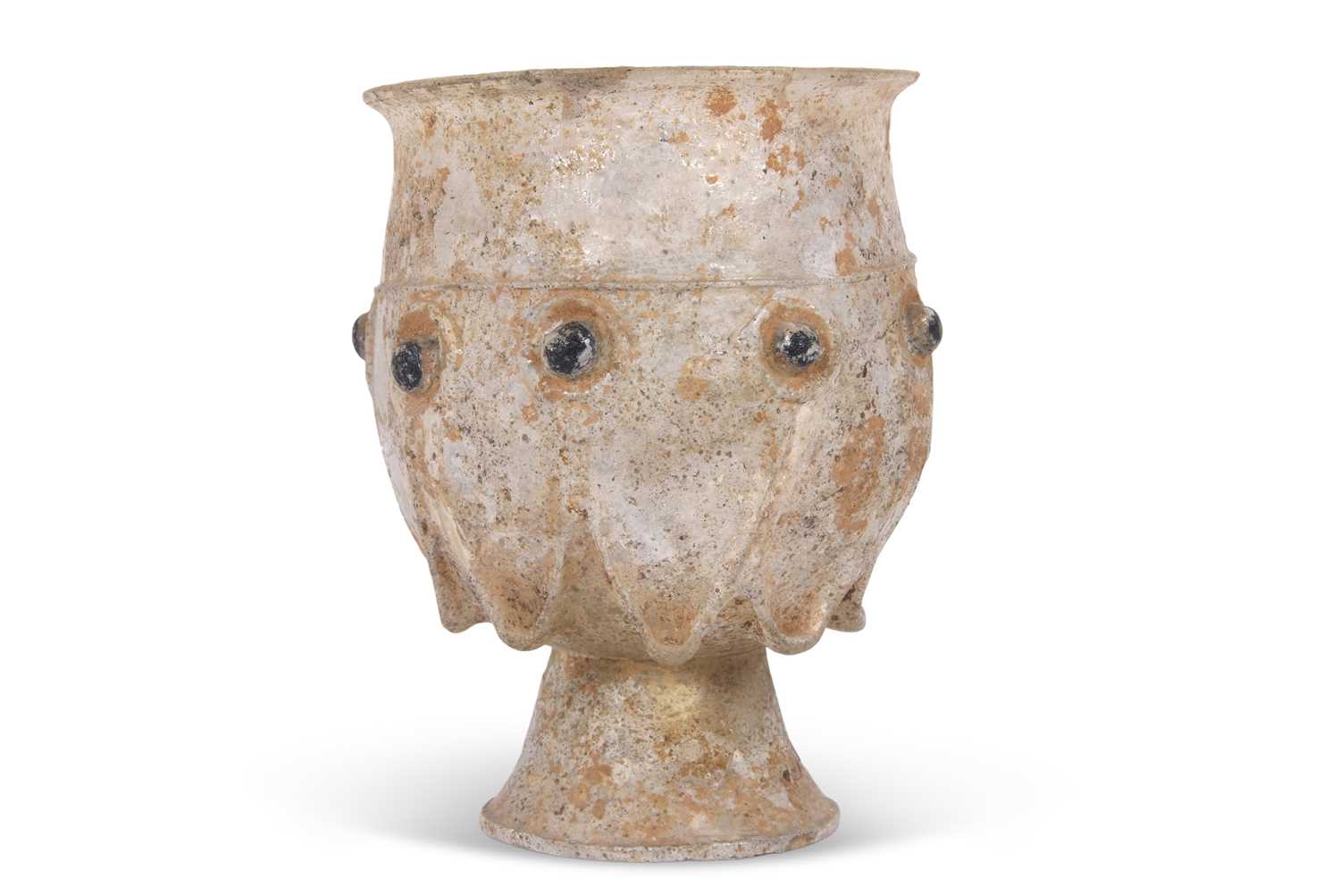 Middle Eastern glass beaker, 2-3rd Century AD, probably Roman/Sasanian with swag and beaded - Image 7 of 7
