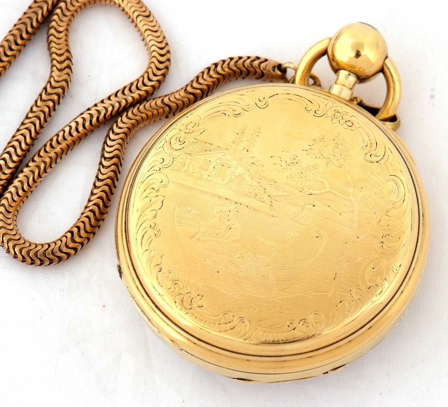 A gilt case Verge pocket watch featuring a quarter repeater, circa 1820, it has a key wound - Image 3 of 4