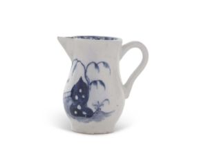 A Lowestoft porcelain miniature or toy sparrow beak decorated in underglaze blue with a fence and