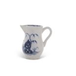 A Lowestoft porcelain miniature or toy sparrow beak decorated in underglaze blue with a fence and