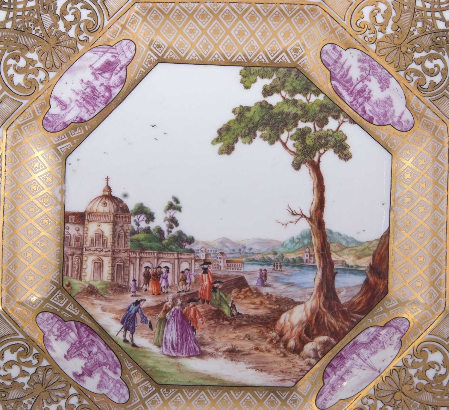 A Rare Meissen Octagonal Plate from the "Christie-Miller Service", circa 1740Painted in the centre - Image 3 of 5