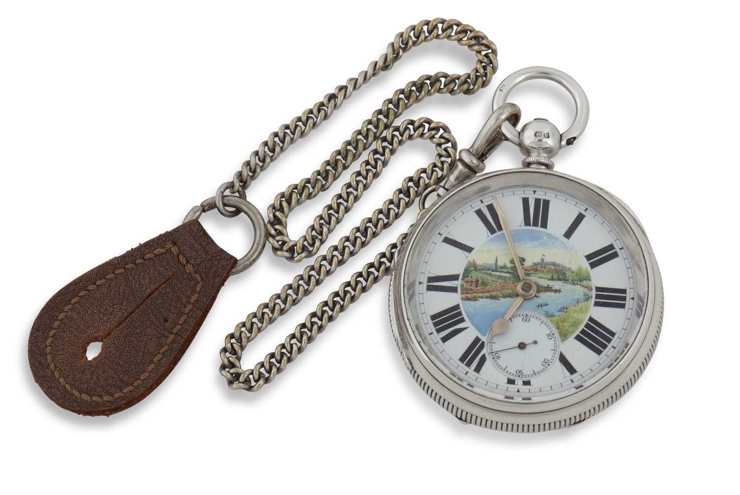 A silver cased Fusee pocket watch and chain, the pocket watch is hallmarked for Chester 1895 and