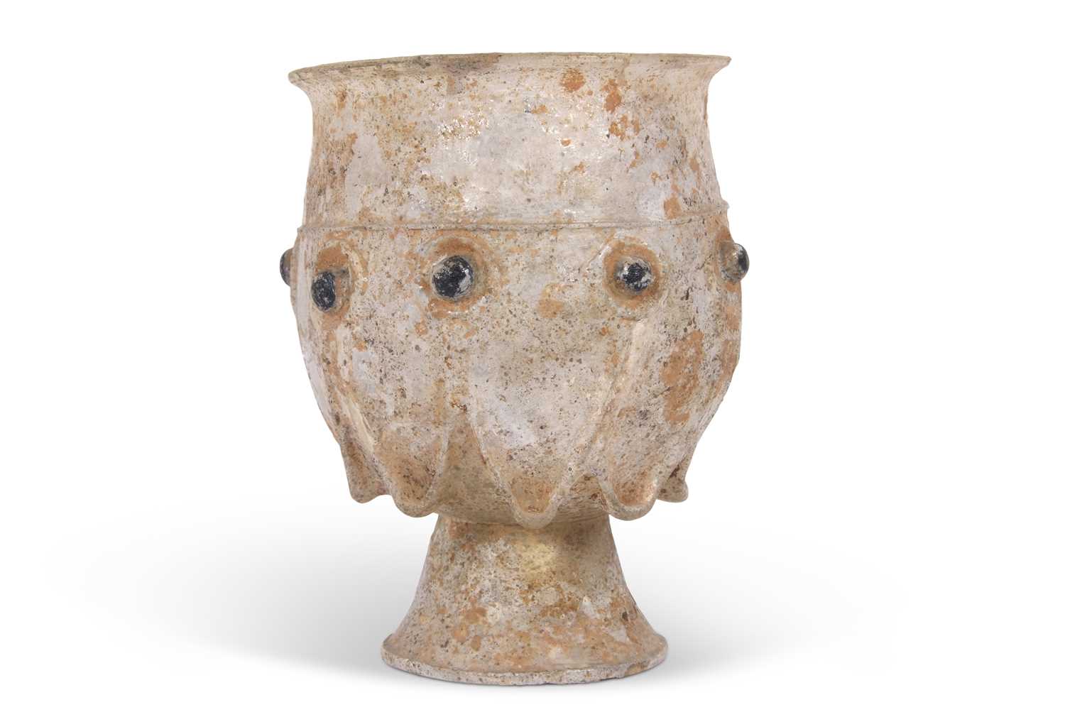 Middle Eastern glass beaker, 2-3rd Century AD, probably Roman/Sasanian with swag and beaded