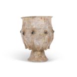 Middle Eastern glass beaker, 2-3rd Century AD, probably Roman/Sasanian with swag and beaded