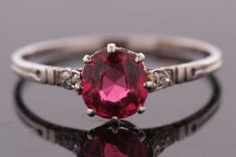 AMENDMENT: A pink spinel ring, the cushion shape pink spinel, approx. 8 x 7.5 x 4.7mm, possibly