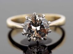 A diamond solitaire ring, the round old European cut diamond, estimated approx. 1.83cts, claw