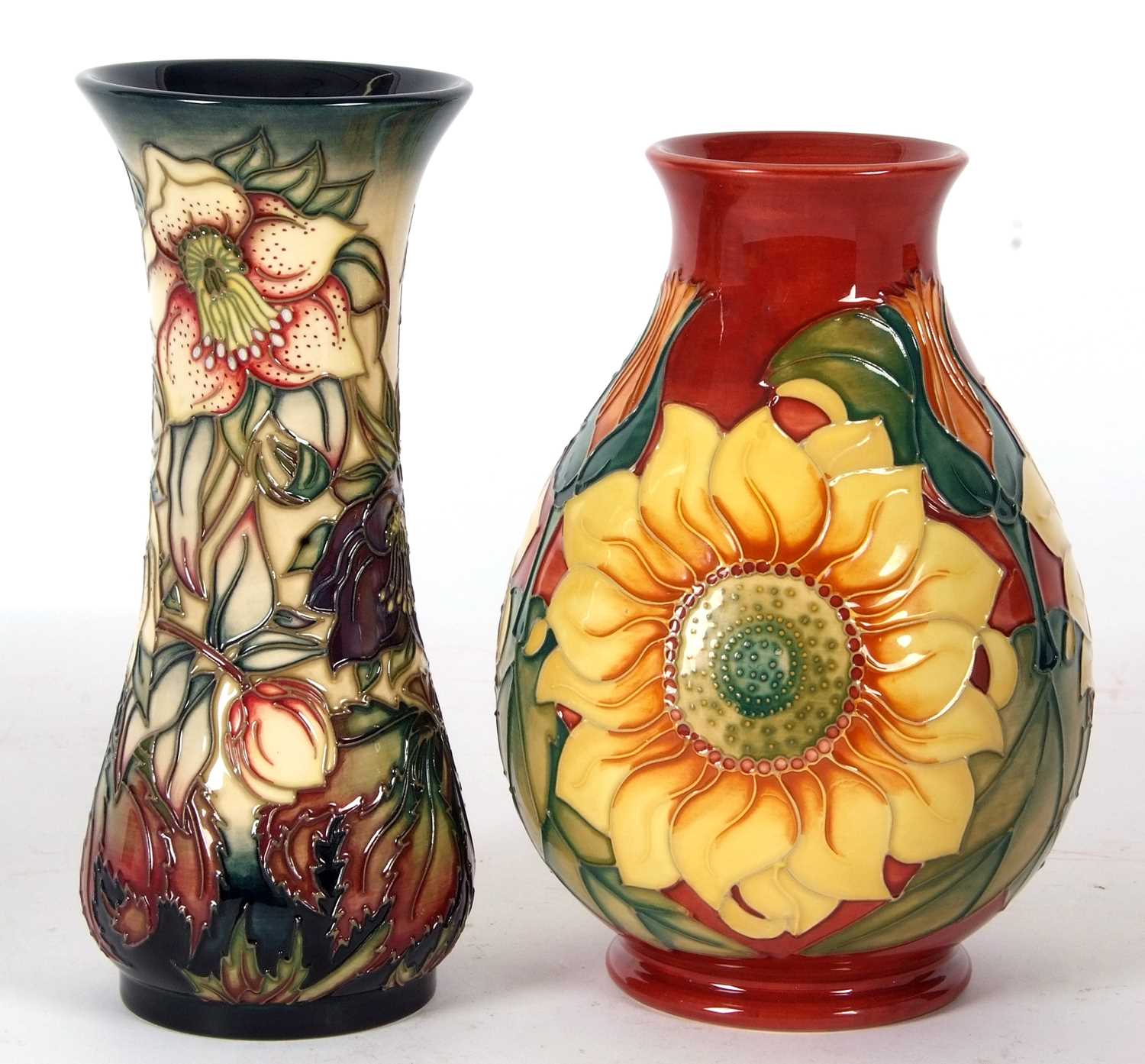 Two Moorcroft vases with modern designs, the first of baluster shape with sunflower design, and - Image 2 of 6