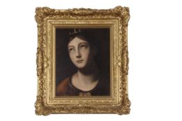 Attributed to Florentine School, circa 19th century, Bust portrait of a lady adorning a crown, oil