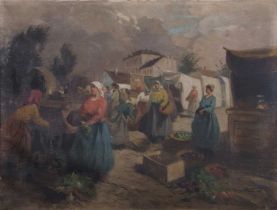 Nemeth Gyla Gyertyani (Hungarian, 20th century), Bustling market scene, signed 'Gyertyani Nemeth'