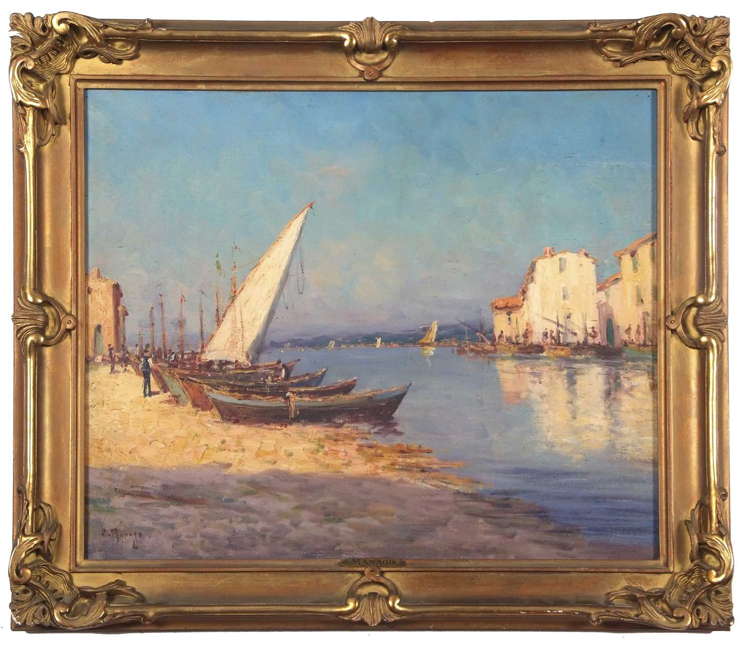 Dominique Manago (French, b.1902), Les Martigues, a pair of oils on canvas, signed, 44x54cm, - Image 2 of 8