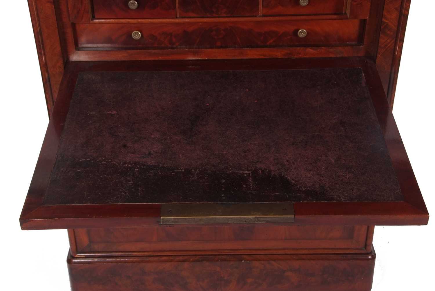 An early 19th Century French marble topped secretaire abbatant, the grey marble top with moulded - Image 3 of 4
