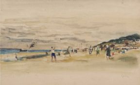 Paul Elie Gernez (French,1888-1948), Plage de Trouville, watercolour and pencil, signed, 26x43cm,