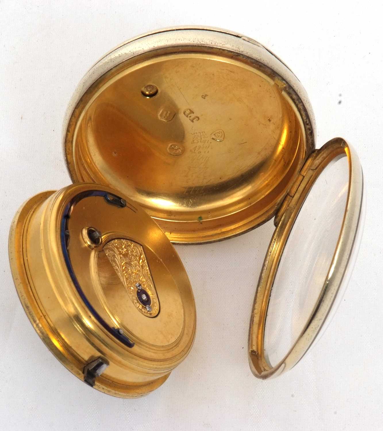 A silver gilt fusee pocket watch, the case is hallmarked for London 1824, the movement and dial - Image 7 of 15