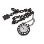 A French pocket watch cased in vulcanite along with a vulcanite watch chain, circa 1850, the