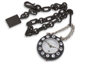 A French pocket watch cased in vulcanite along with a vulcanite watch chain, circa 1850, the