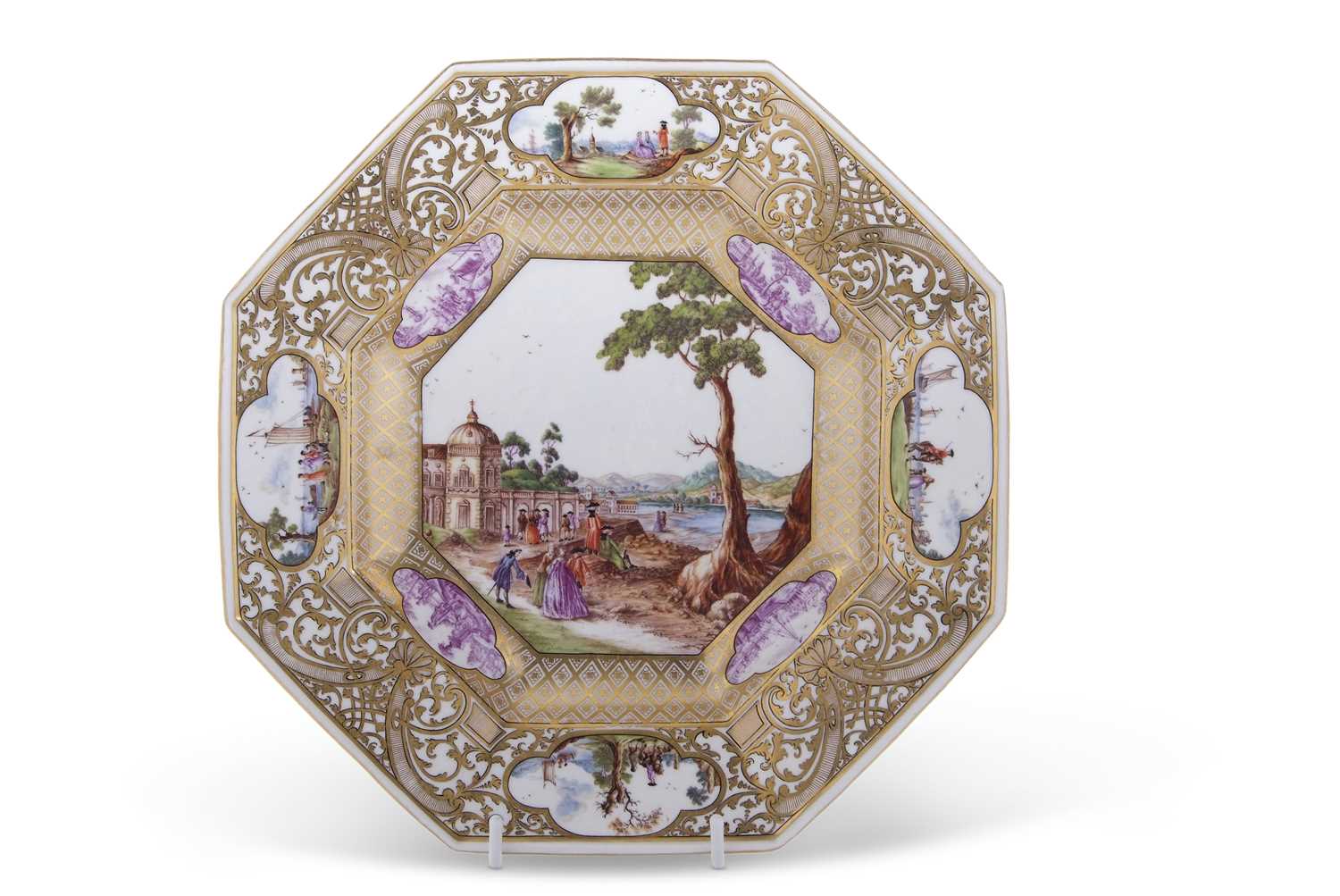 A Rare Meissen Octagonal Plate from the "Christie-Miller Service", circa 1740Painted in the centre - Image 2 of 5