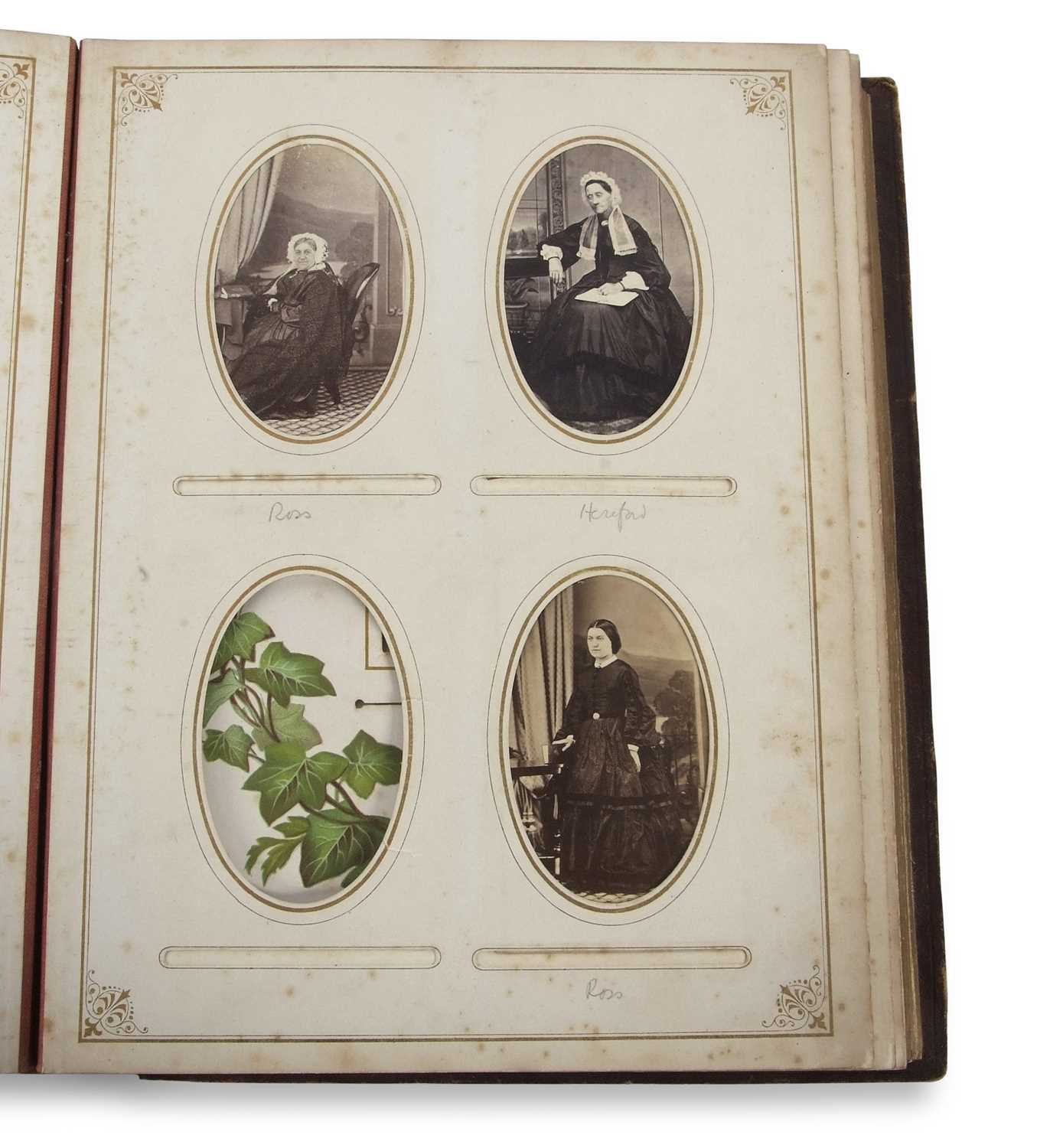 Group of two Victorian photograph albums, one in green morocco with gilt borders and a metal - Image 5 of 8