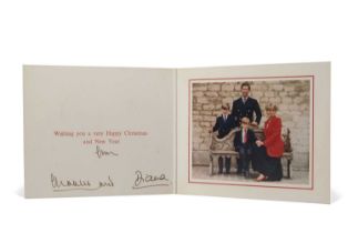 A Christmas card from the then Prince Charles and Diana with the Princes William and Harry, circa