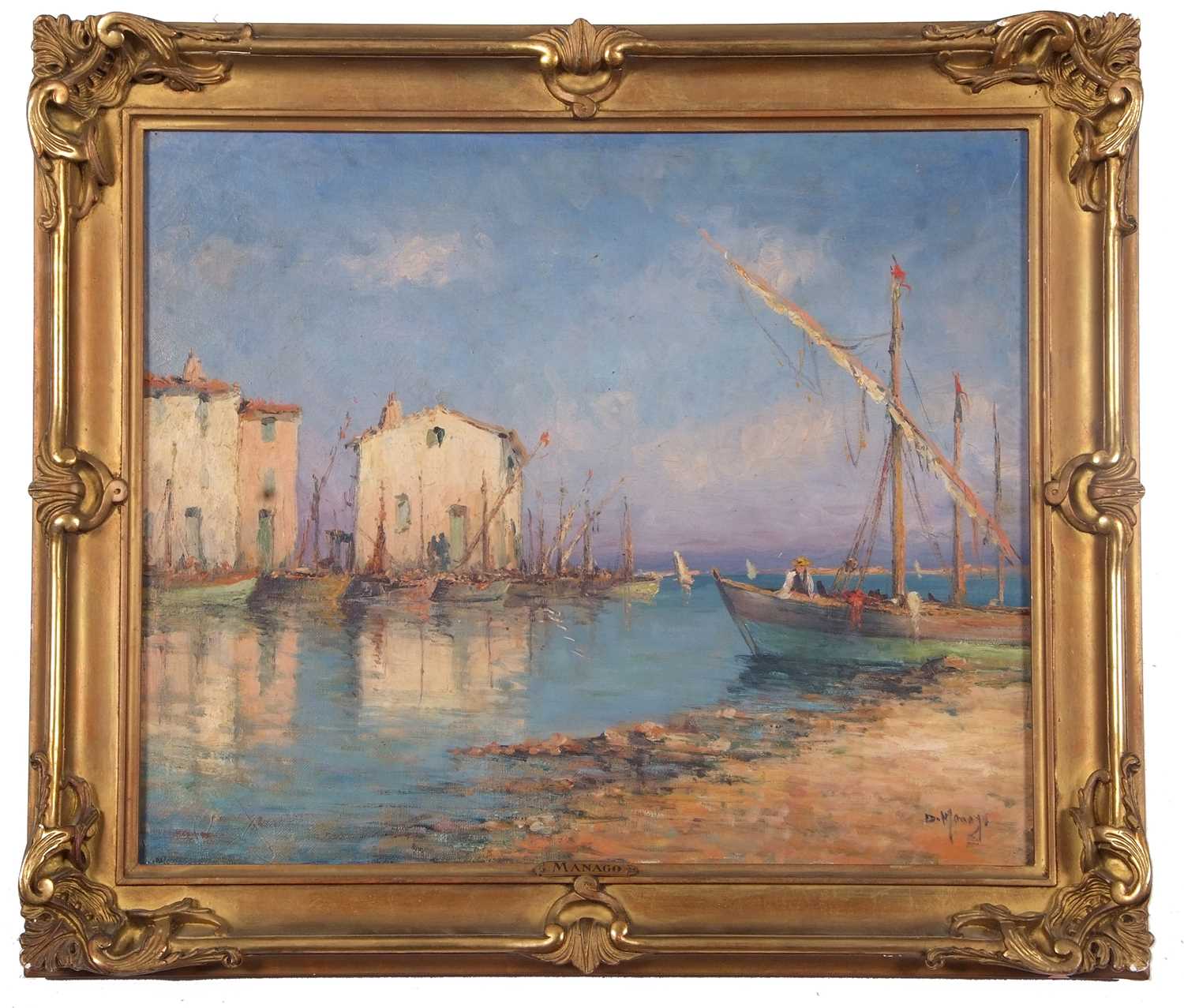 Dominique Manago (French, b.1902), Les Martigues, a pair of oils on canvas, signed, 44x54cm, - Image 3 of 8