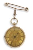 An 18ct gold open face pocket watch, the pocket watch is hallmarked in the inside of the case