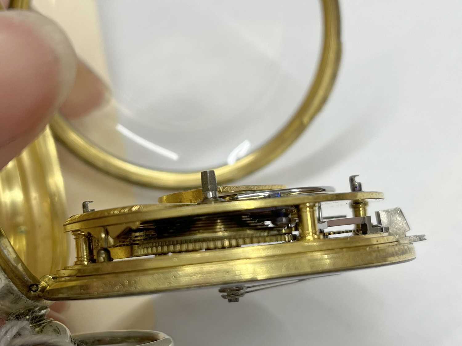 A silver gilt fusee pocket watch, the case is hallmarked for London 1824, the movement and dial - Image 11 of 15