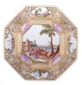 A Rare Meissen Octagonal Plate from the "Christie-Miller Service", circa 1740Painted in the centre