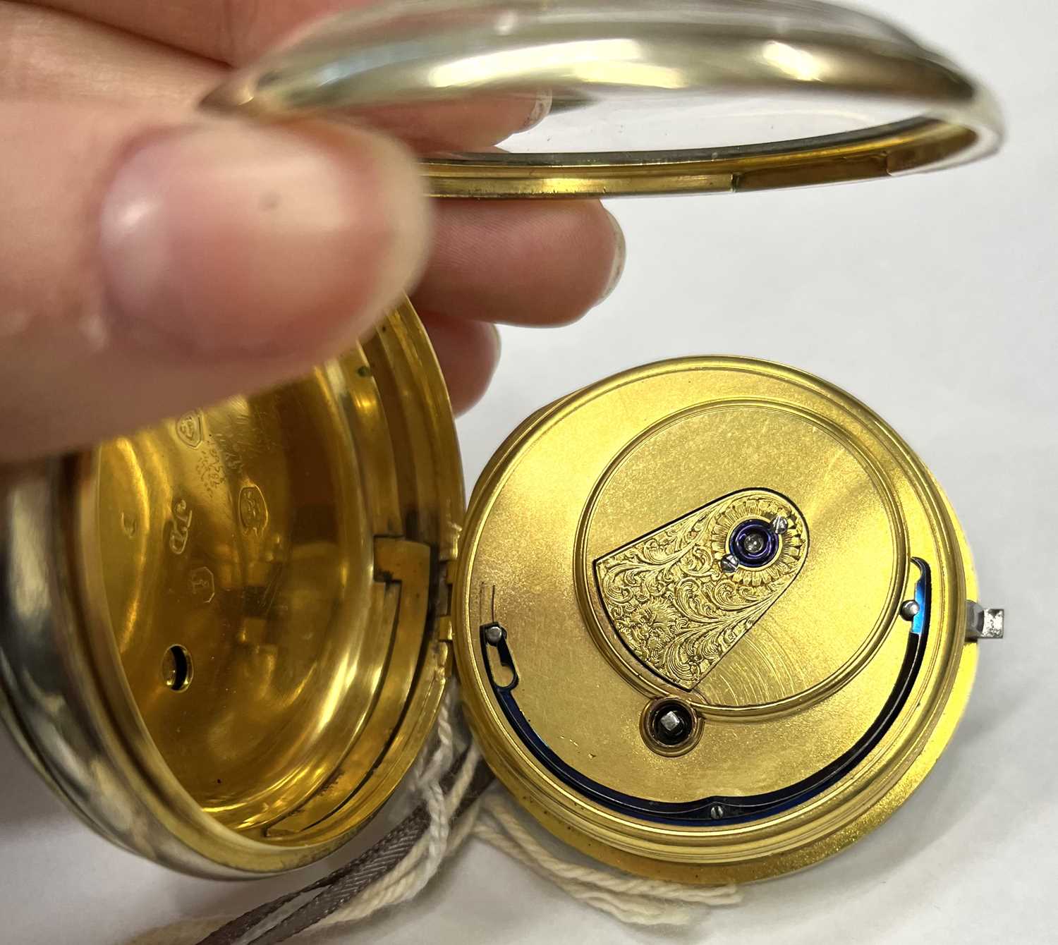 A silver gilt fusee pocket watch, the case is hallmarked for London 1824, the movement and dial - Image 10 of 15