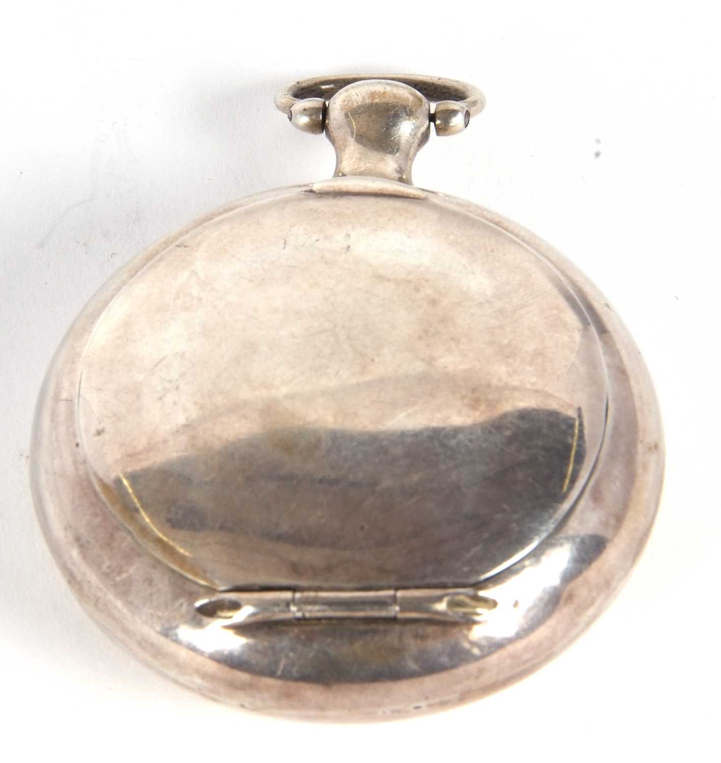 A George III silver snuff box in the form of a pocket watch case of plain circular form, the verso - Image 5 of 7