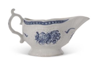 A large Worcester sauce boat circa 1770 with design of flowers