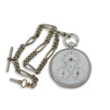 A Fusee Verge pocket watch movement in a mid 19th Century silver case, the key wound movement is