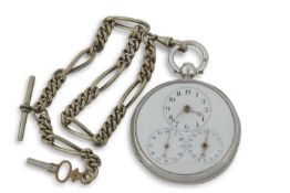 A Fusee Verge pocket watch movement in a mid 19th Century silver case, the key wound movement is