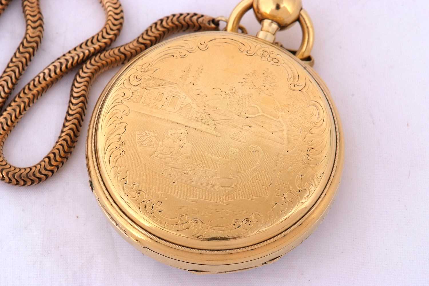 A gilt case Verge pocket watch featuring a quarter repeater, circa 1820, it has a key wound - Image 4 of 4